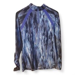 IDEOLOGY Quarter Zip Ruched Sleeve Pullover - Medium